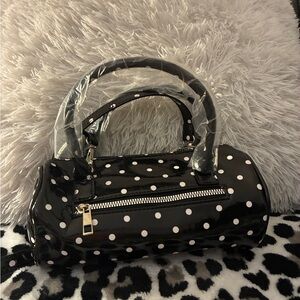 Stylish Black and White Polka Dot Handbag